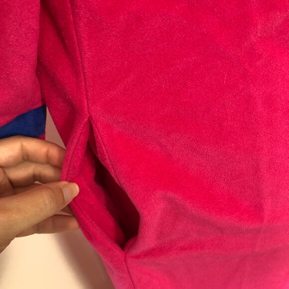 VTG Vanity Fair Velour Full Length Robe House Coat Pink Half Zip Granny 70s 8 M - Picture 5 of 11
